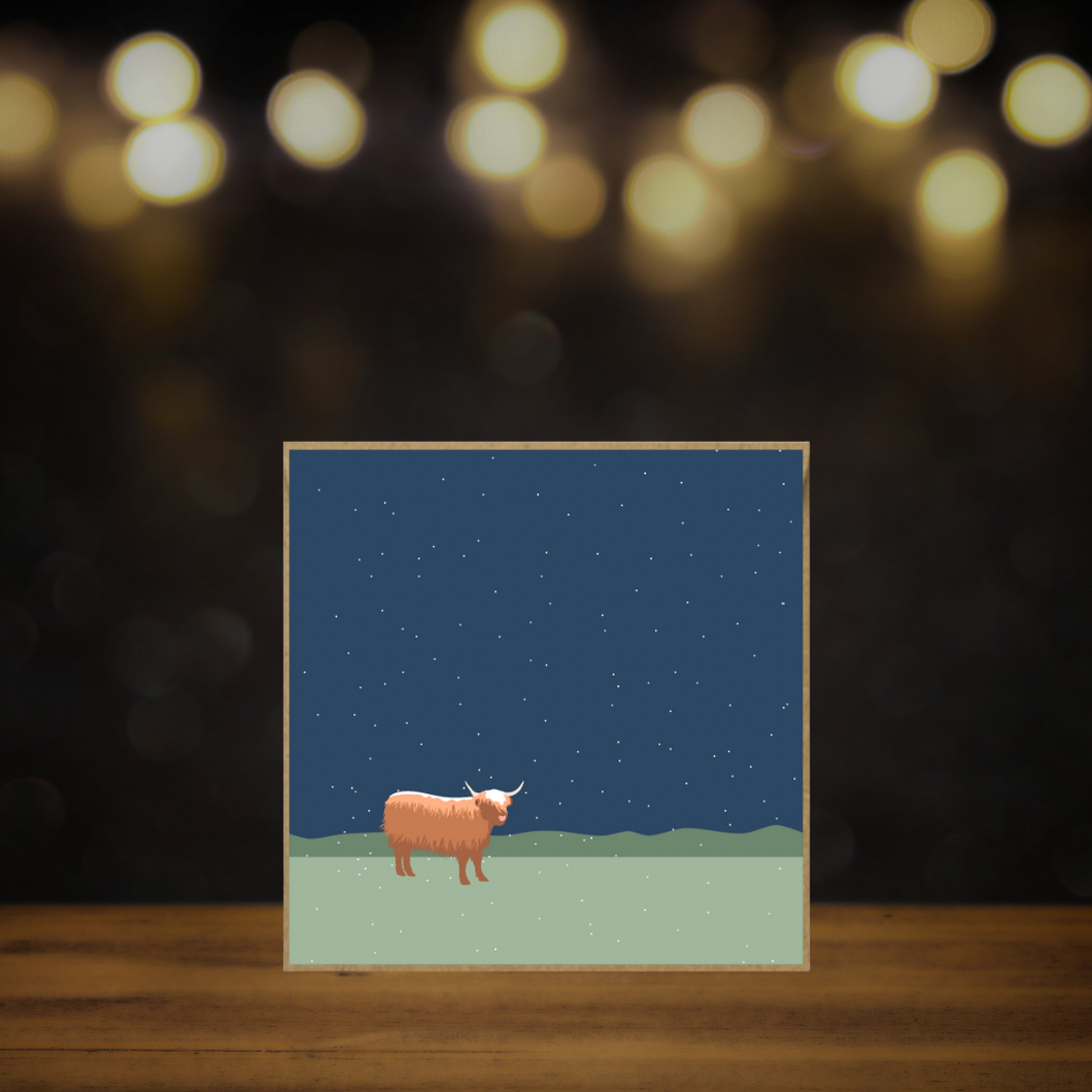 Winter Highland Cow Christmas Card